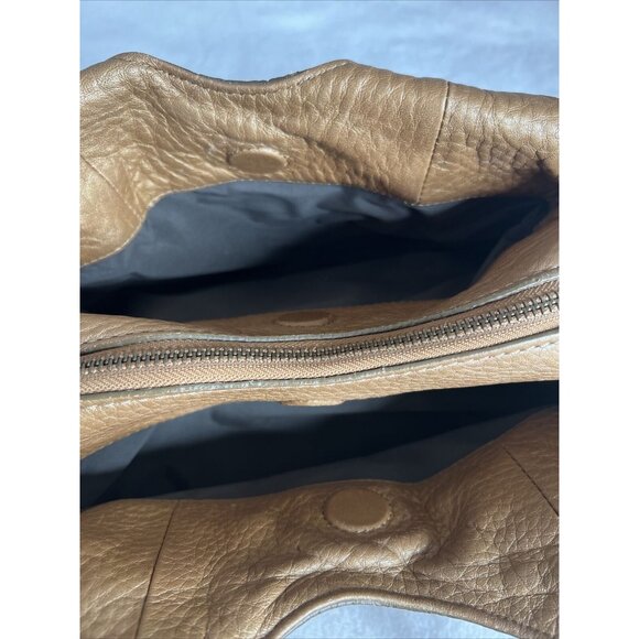 Cole Haan Gold Pebbled Leather Handbag Double Handles & Zip Closure - Picture 8 of 13